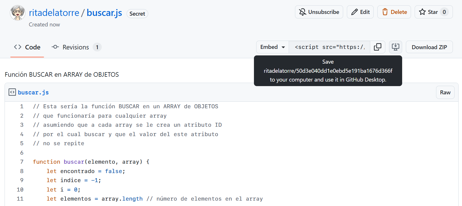 Gist de Github